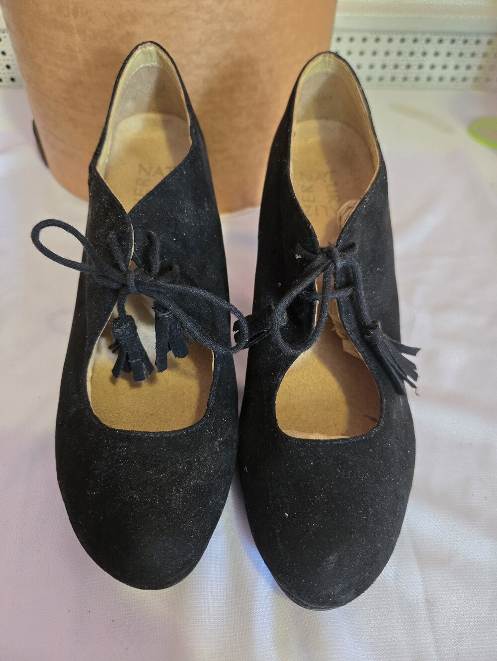 Naturalizer Black Suede Tie-Front Women's Shoes